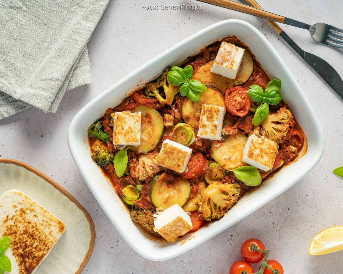 Veganes Rezept: Gemüseauflauf mit veganem Pfannenkäse 1