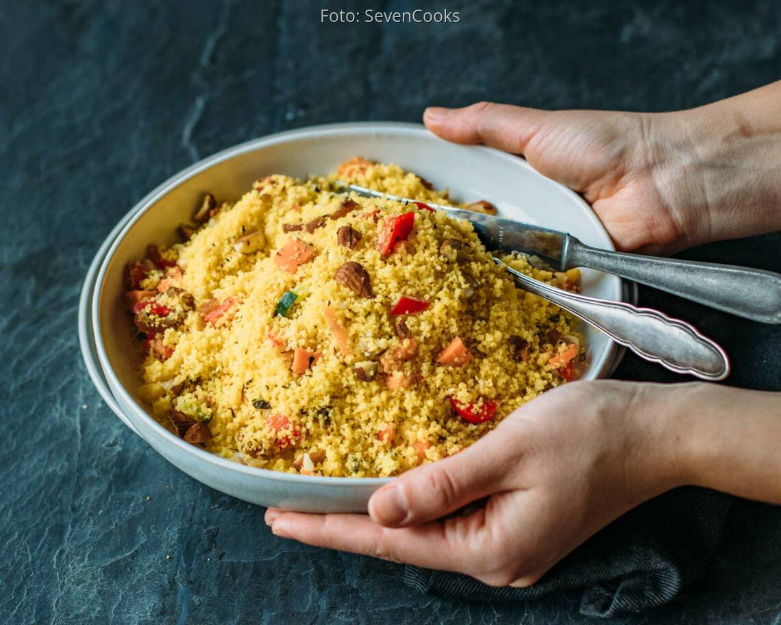 Veganes Rezept: glutenfreier orientalischer Couscous-Salat