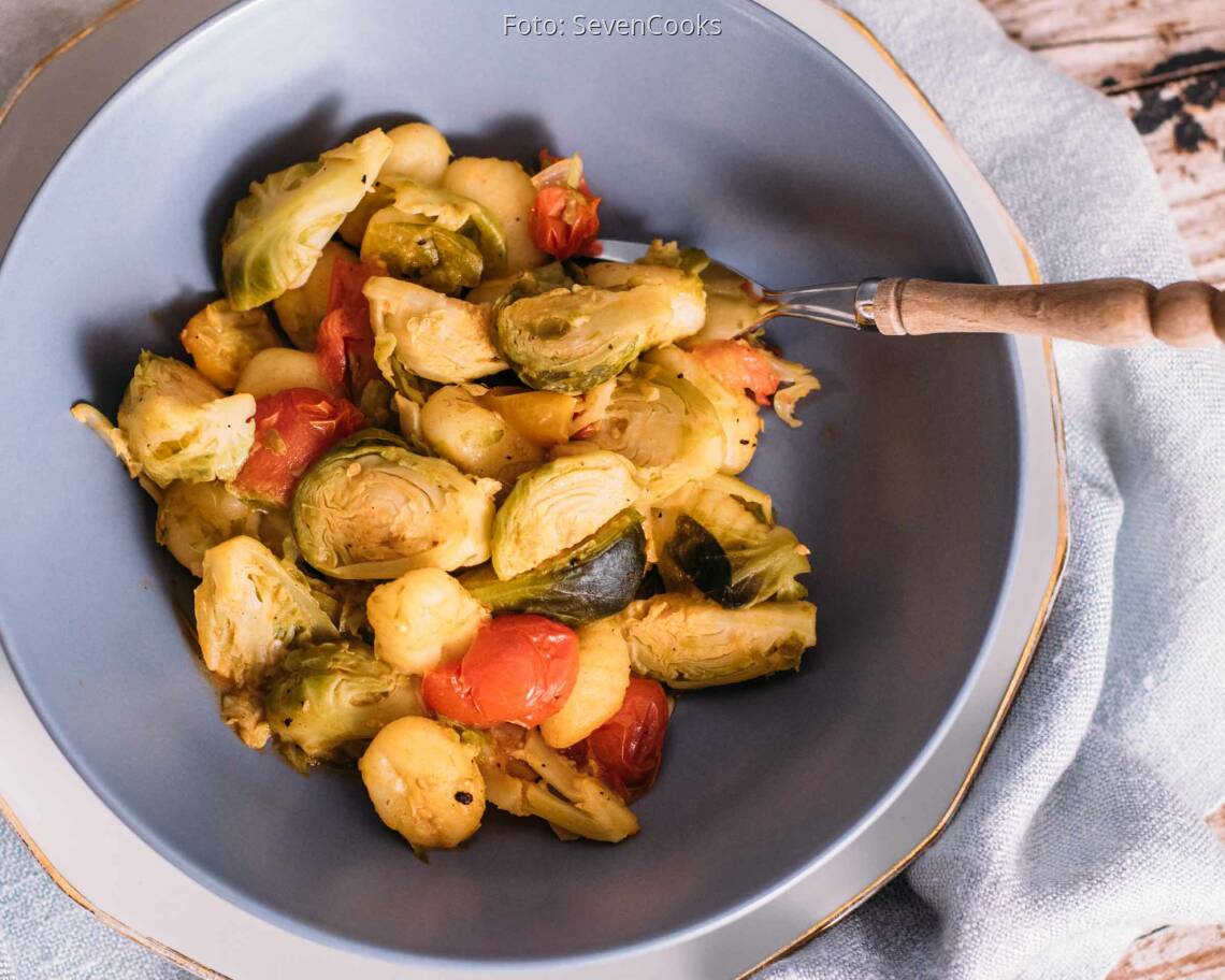 Fertiges Rezept: Gnocchi-Rosenkohl-Pfanne
