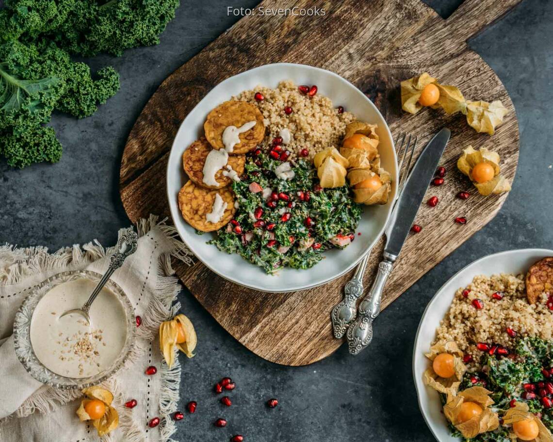 Veganes Rezept: Grünkohl Bowl mit Quinoa und Tempeh 3