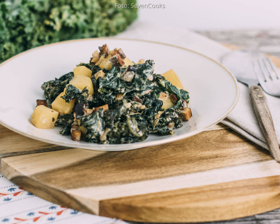 Veganes Rezept: Grünkohl mit Kartoffeln und Räuchertofu 1