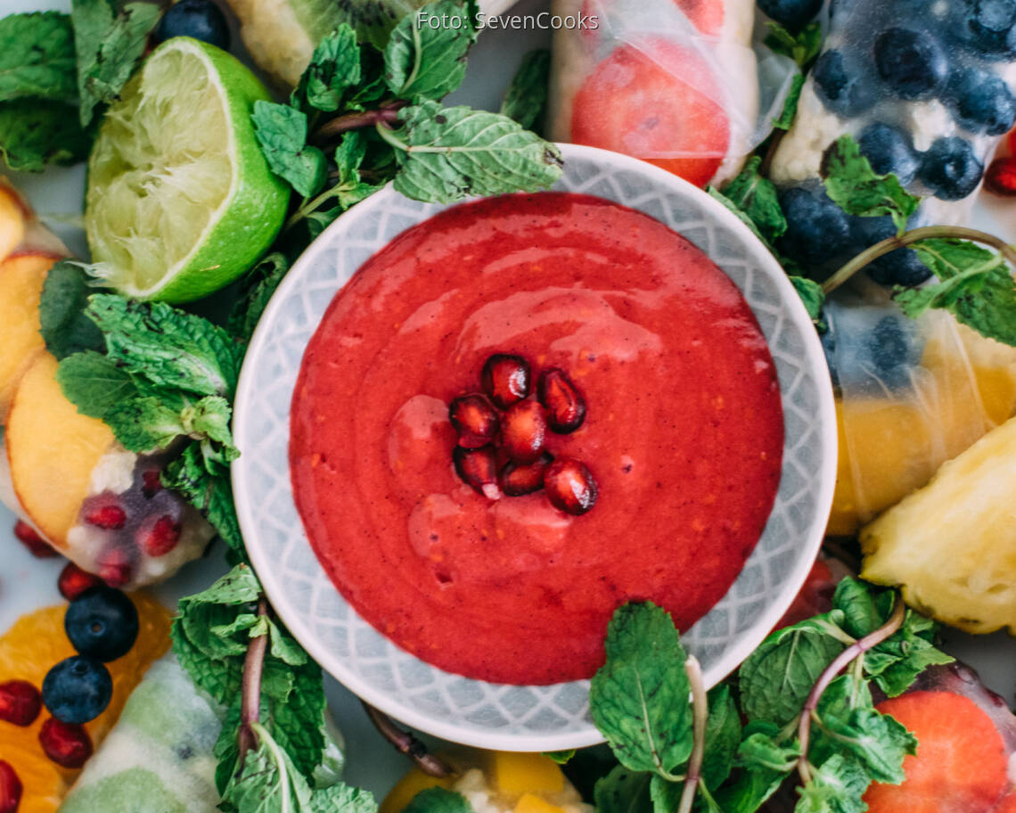 Veganes Rezept: Himbeer-Minze-Dip