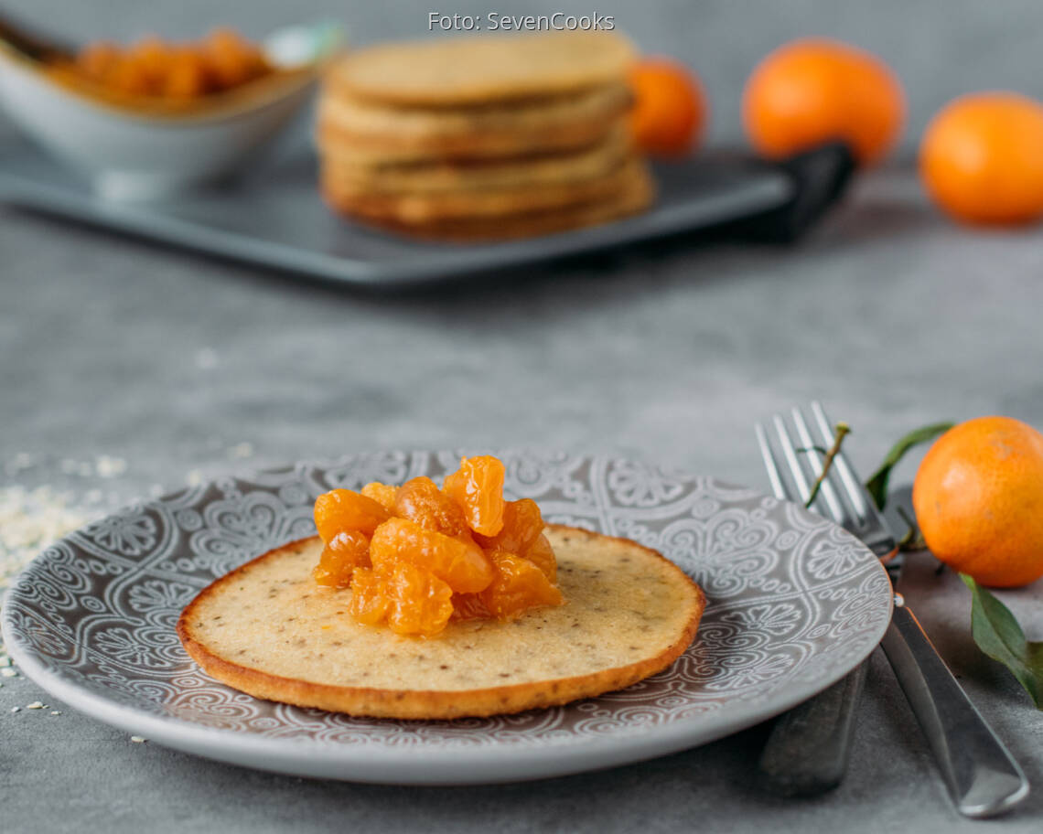 Veganes Rezept: Hirseflocken-Pfannkuchen mit Mandarinen-Ragout 2