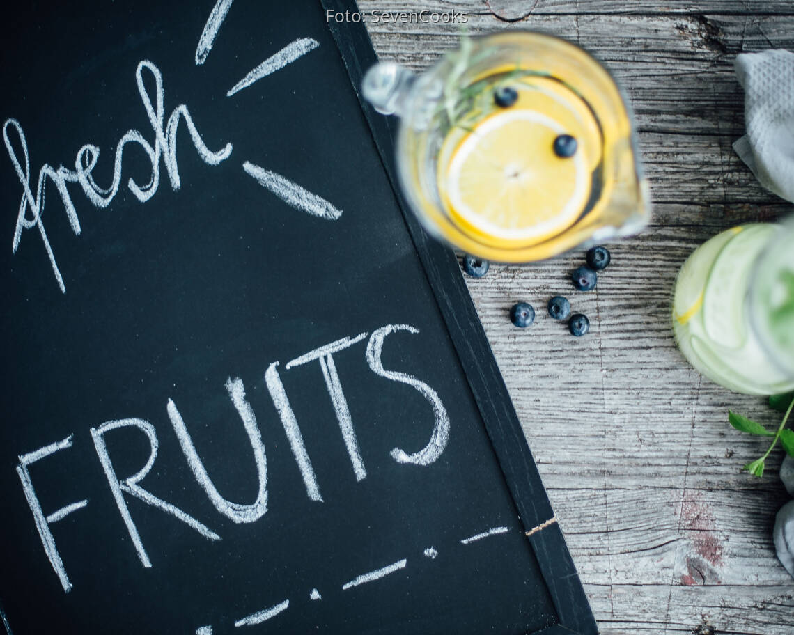 Veganes Rezept: Infused Water: Rosmarin-Zitrone-Heidelbeere