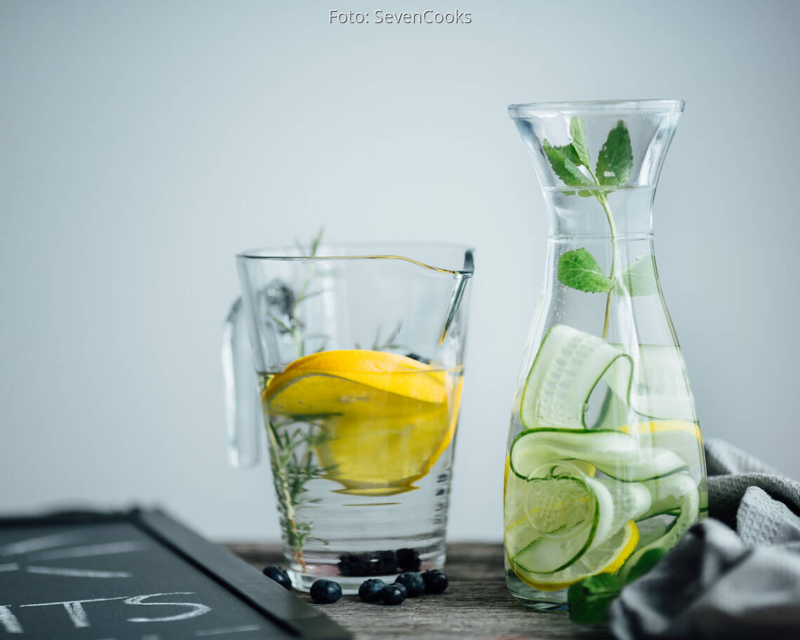 Veganes Rezept: Infused Water: Zitrone-Gurke-Minze