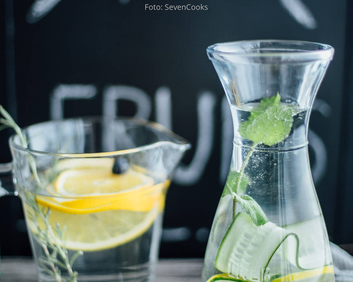 Veganes Rezept: Infused Water: Zitrone-Gurke-Minze