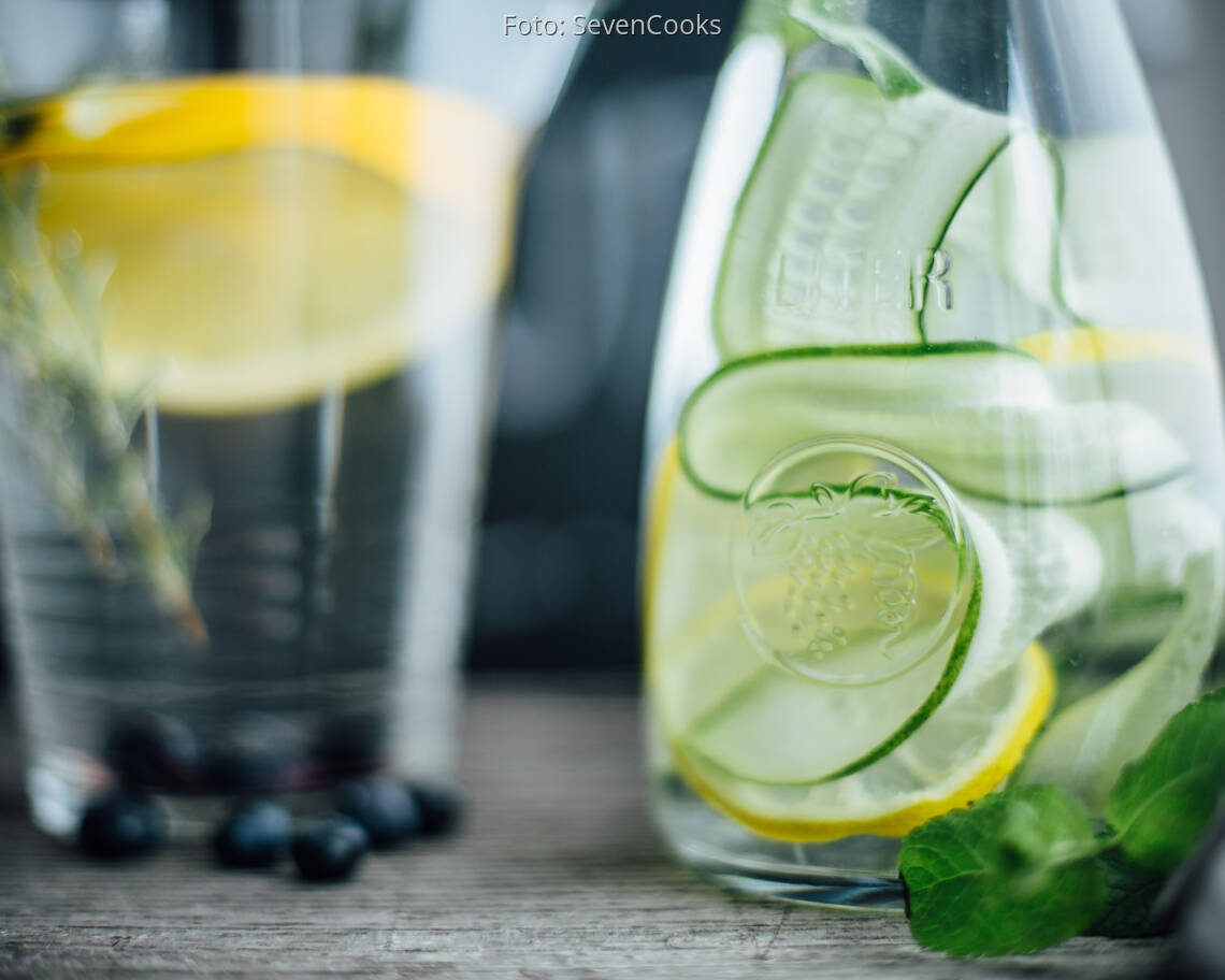 Veganes Rezept: Infused Water: Zitrone-Gurke-Minze