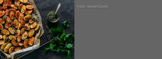Rezeptbild für "Junge Kartoffeln mit Giersch-Basilikum-Pesto"