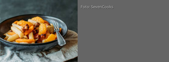 Rezeptbild für "Karamellisierte Schwarzwurzel mit Kaki und Orange"