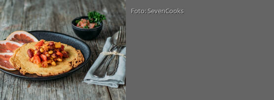 Rezeptbild für "Kichererbsen-Pfannkuchen an Kidneygemüse"