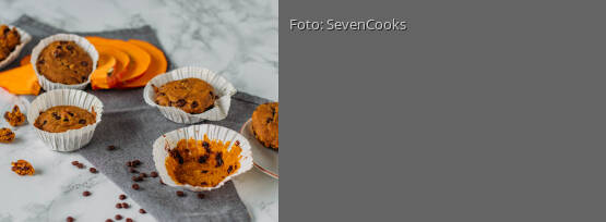 Rezeptbild für "Kürbis Muffins mit Schokodrops"