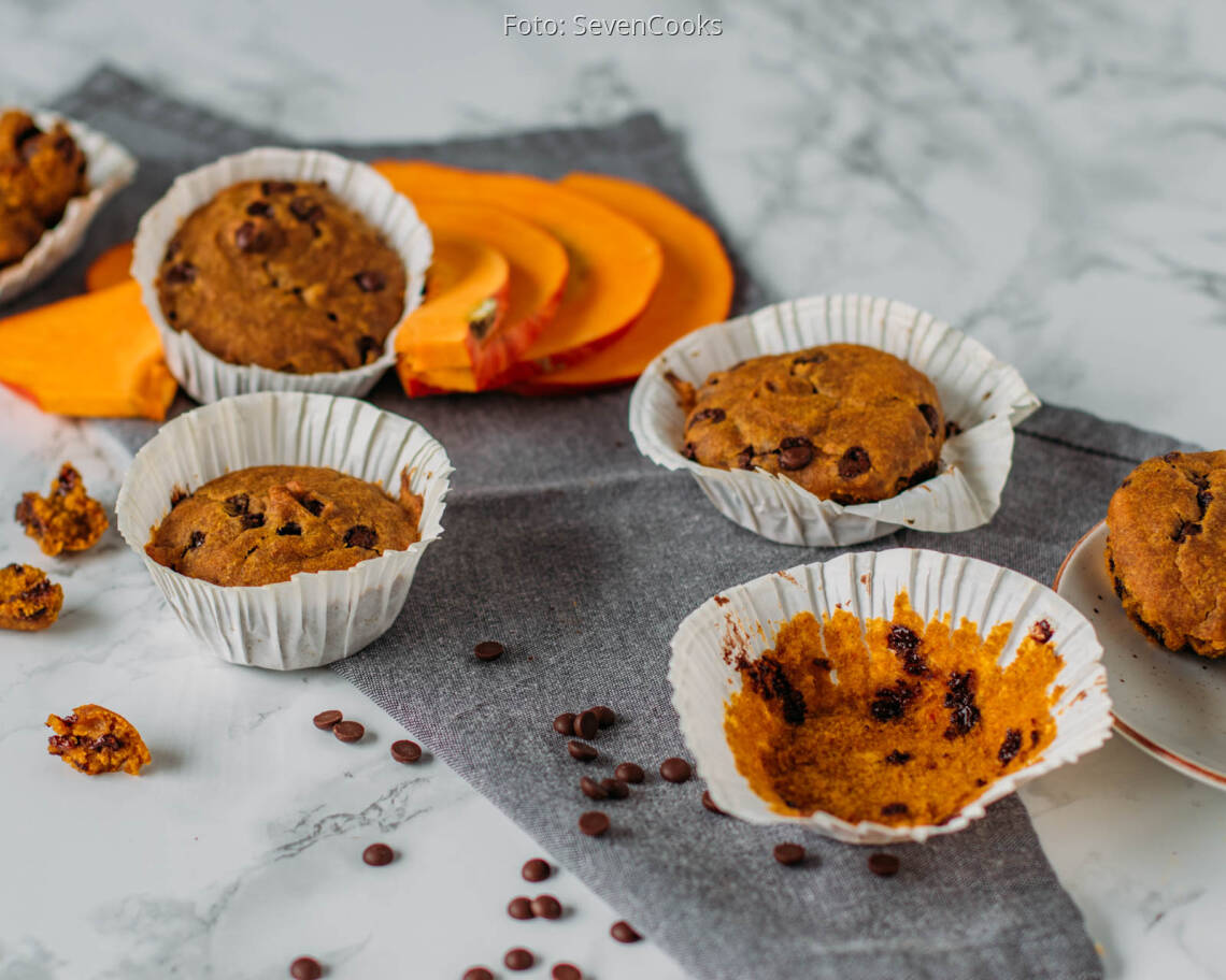 Veganes Rezept: Kürbismuffins mit Schokodrops 1