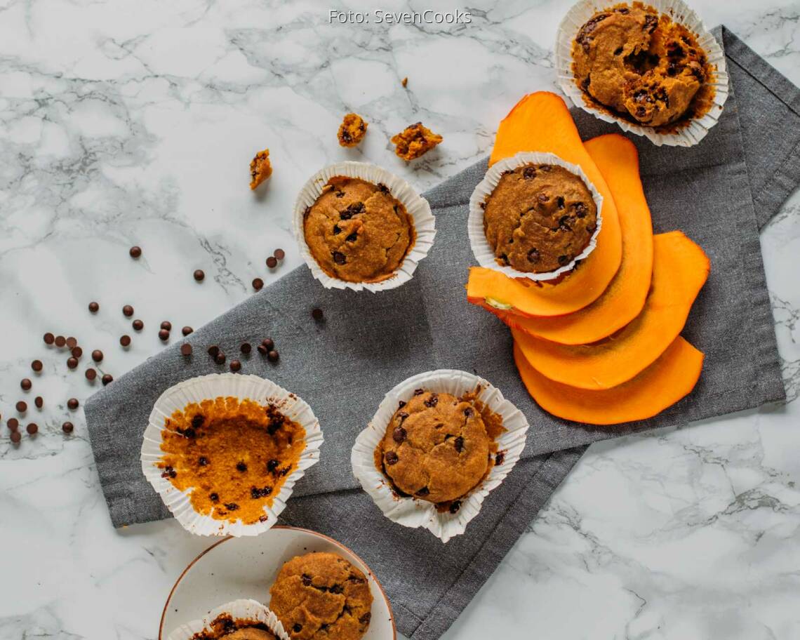 Veganes Rezept: Kürbismuffins mit Schokodrops 2