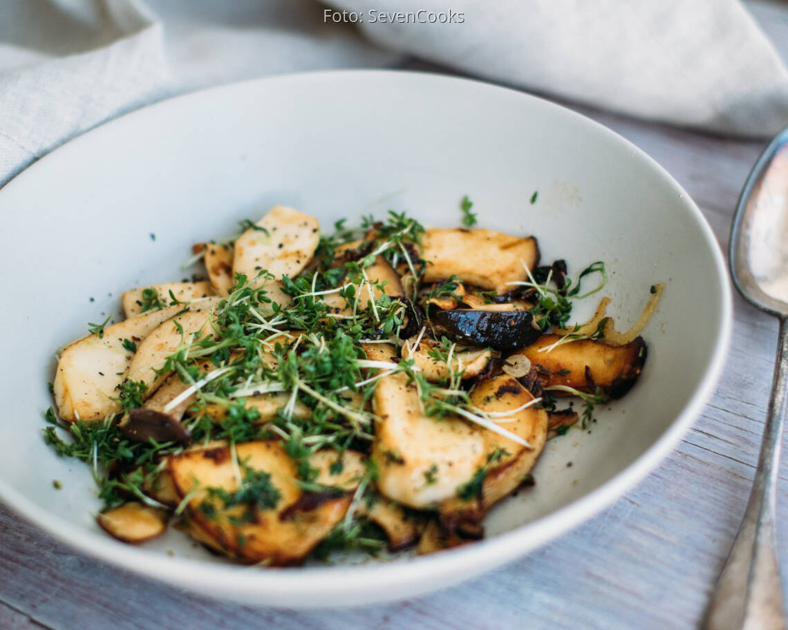 Fertiges Rezept: Kräuterseitlinge mit Gartenkresse_1