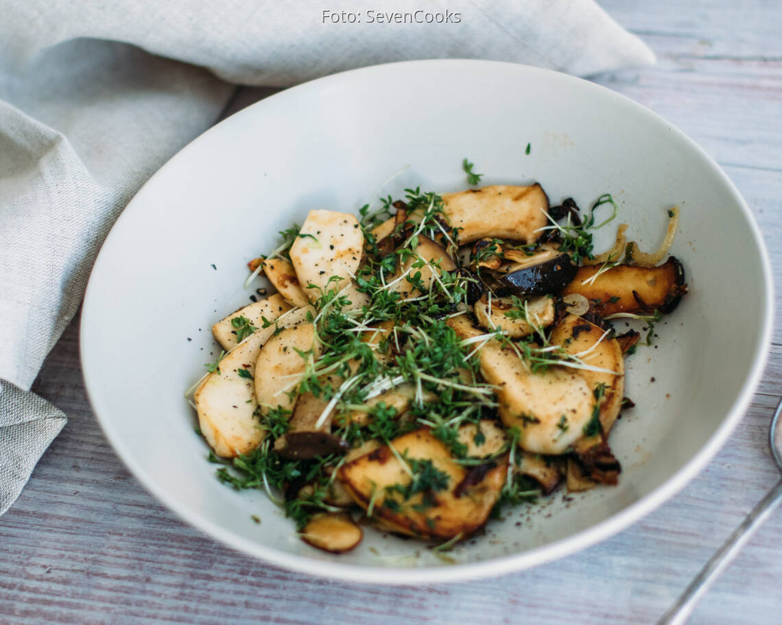 Fertiges Rezept: Kräuterseitlinge mit Gartenkresse_2