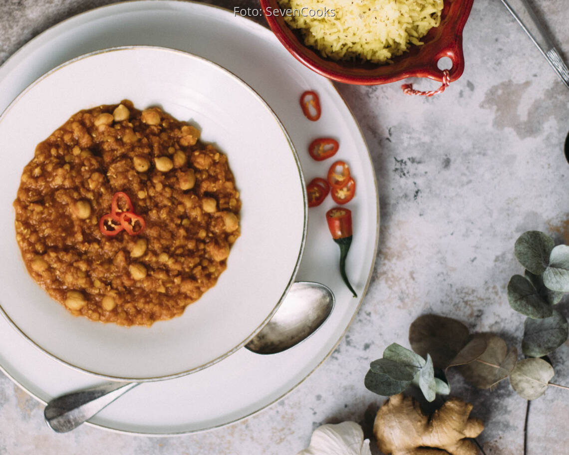 Veganes Rezept: Linsen-Kichererbsen-Dal 1