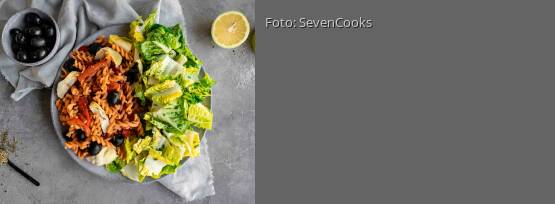 Rezeptbild für "Linsenpasta mit Antipasti"