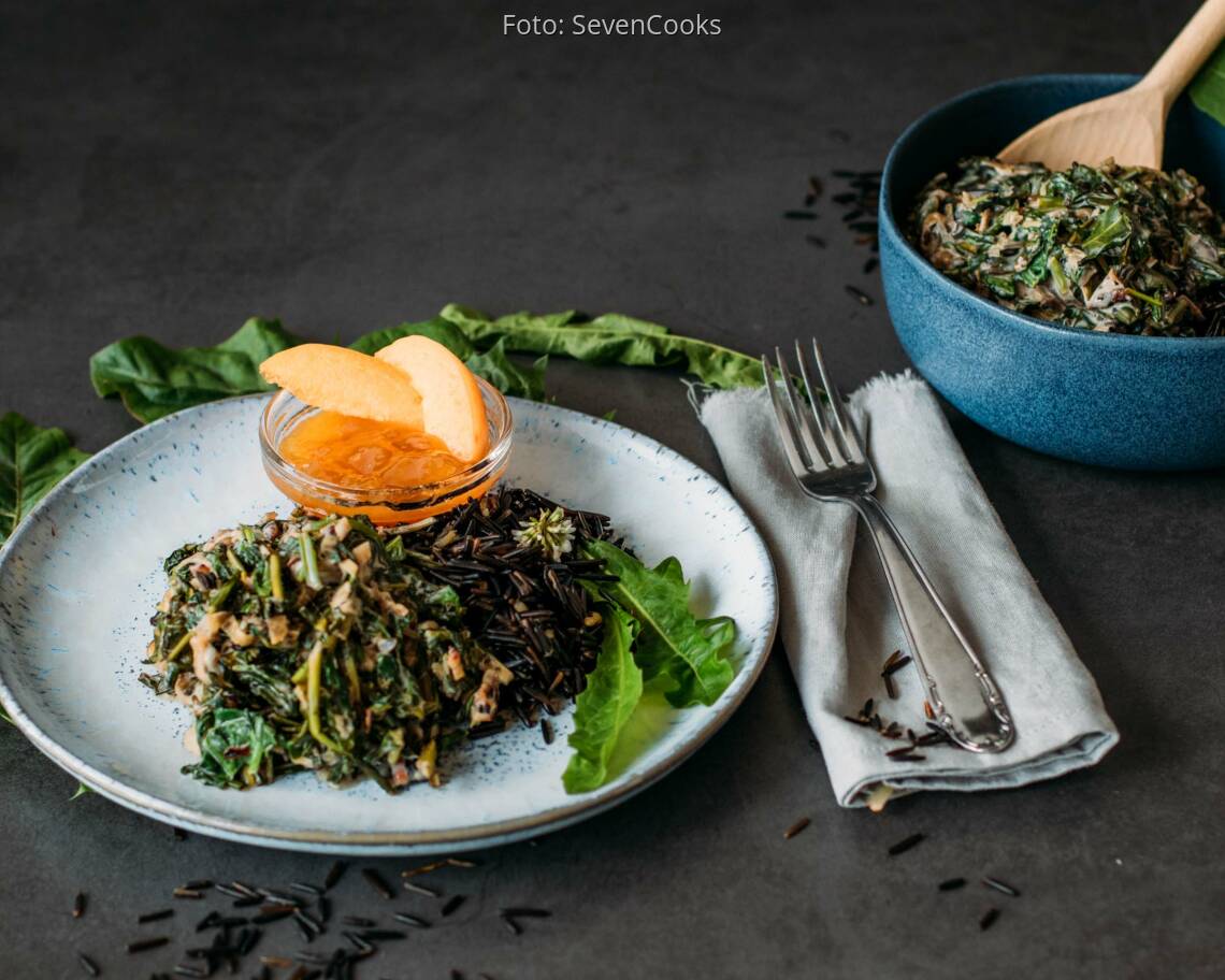 Veganes Rezept: Löwenzahn-Walnuss-Pfanne mit Wildreis 3
