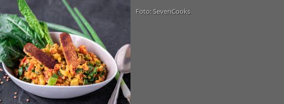 Rezeptbild für "Mangold-Linsen-Eintopf mit Tempehstreifen"