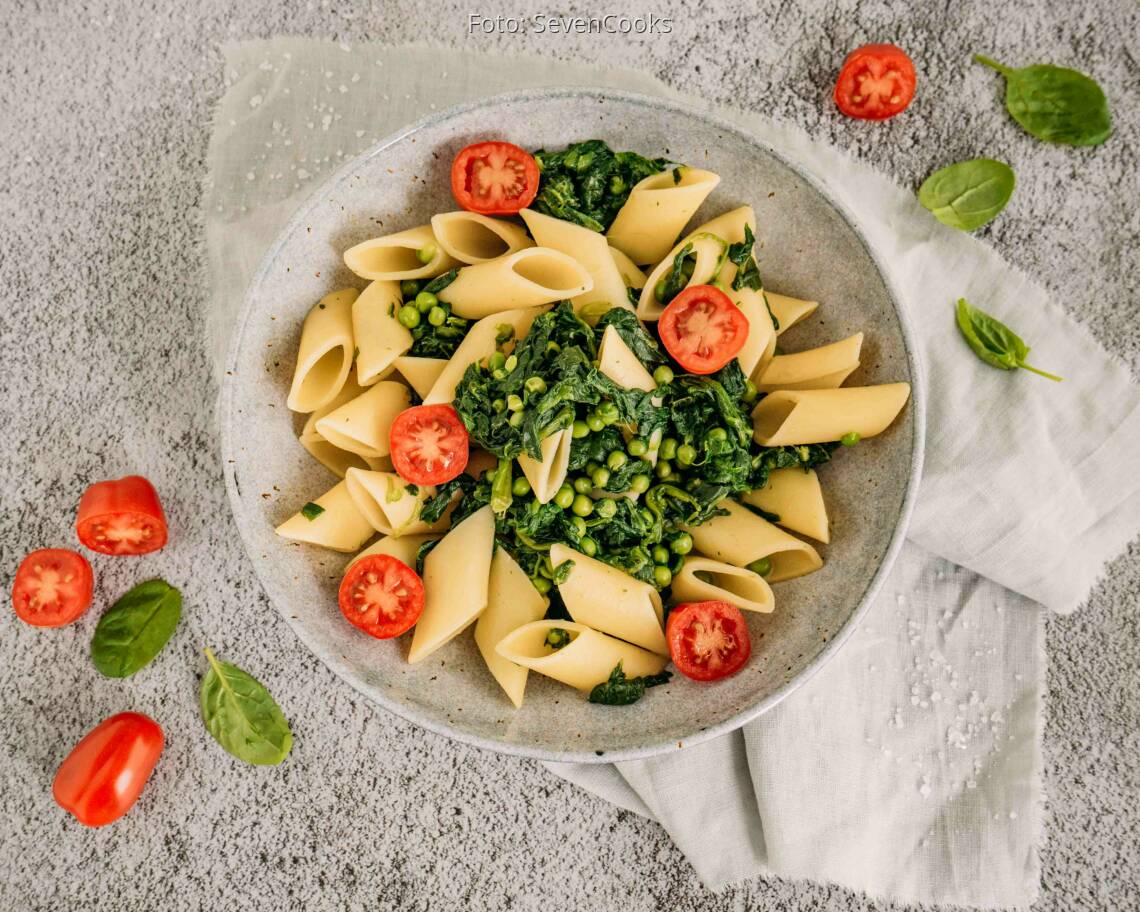 Veganes Rezept: Nudeln mit Spinatsoße