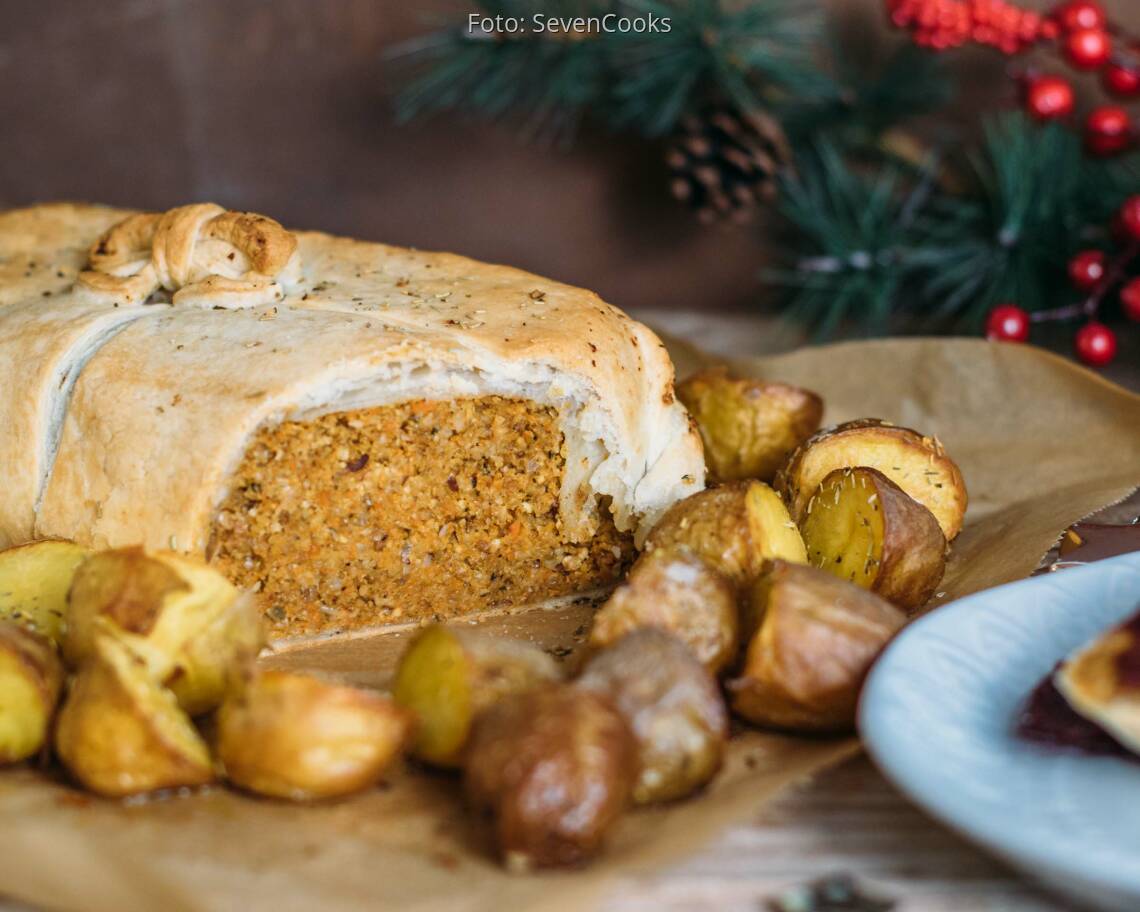 Veganes Rezept: Nussbraten im Blätterteigmantel