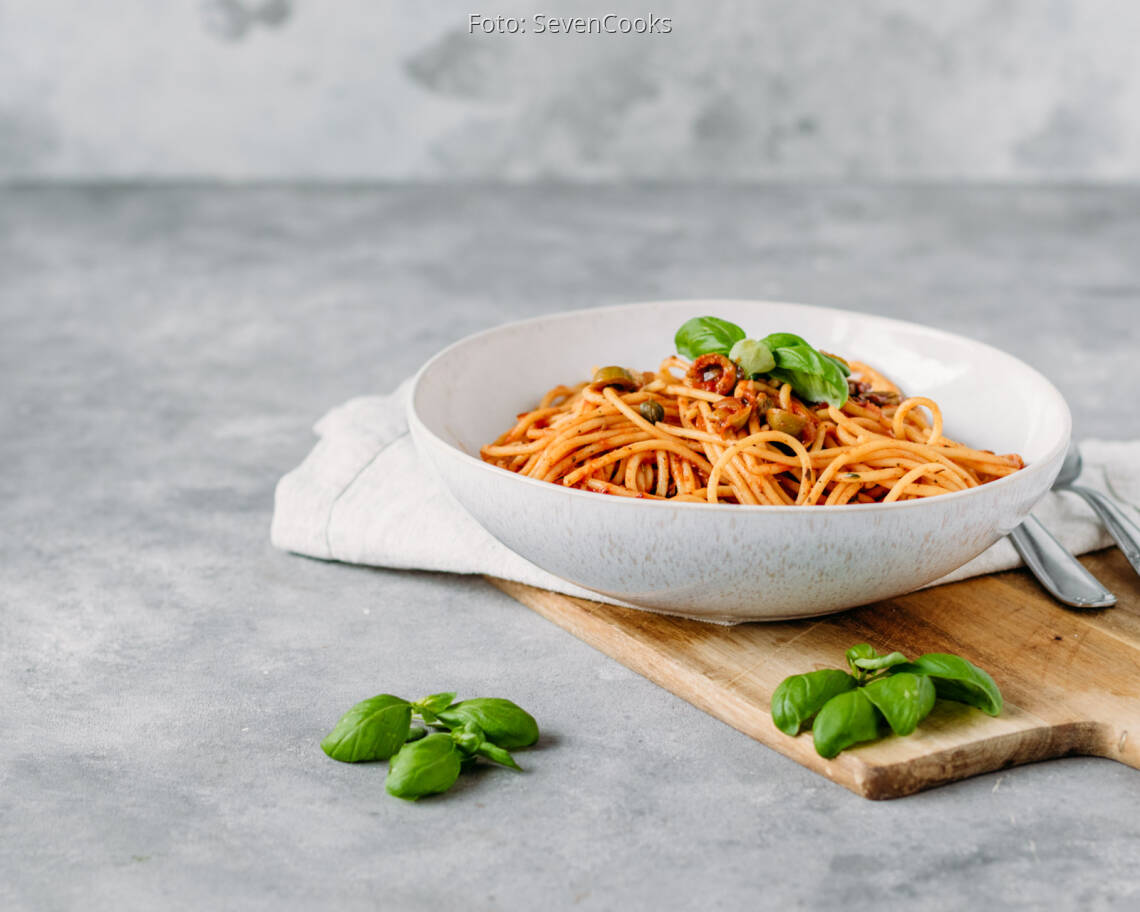 Veganes Rezept: Pasta mit Oliven und Kapern 2
