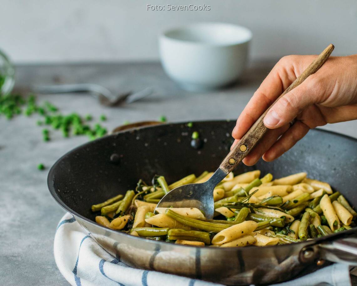 Veganes Rezept: Penne mit Bohnen und Erbsen 1