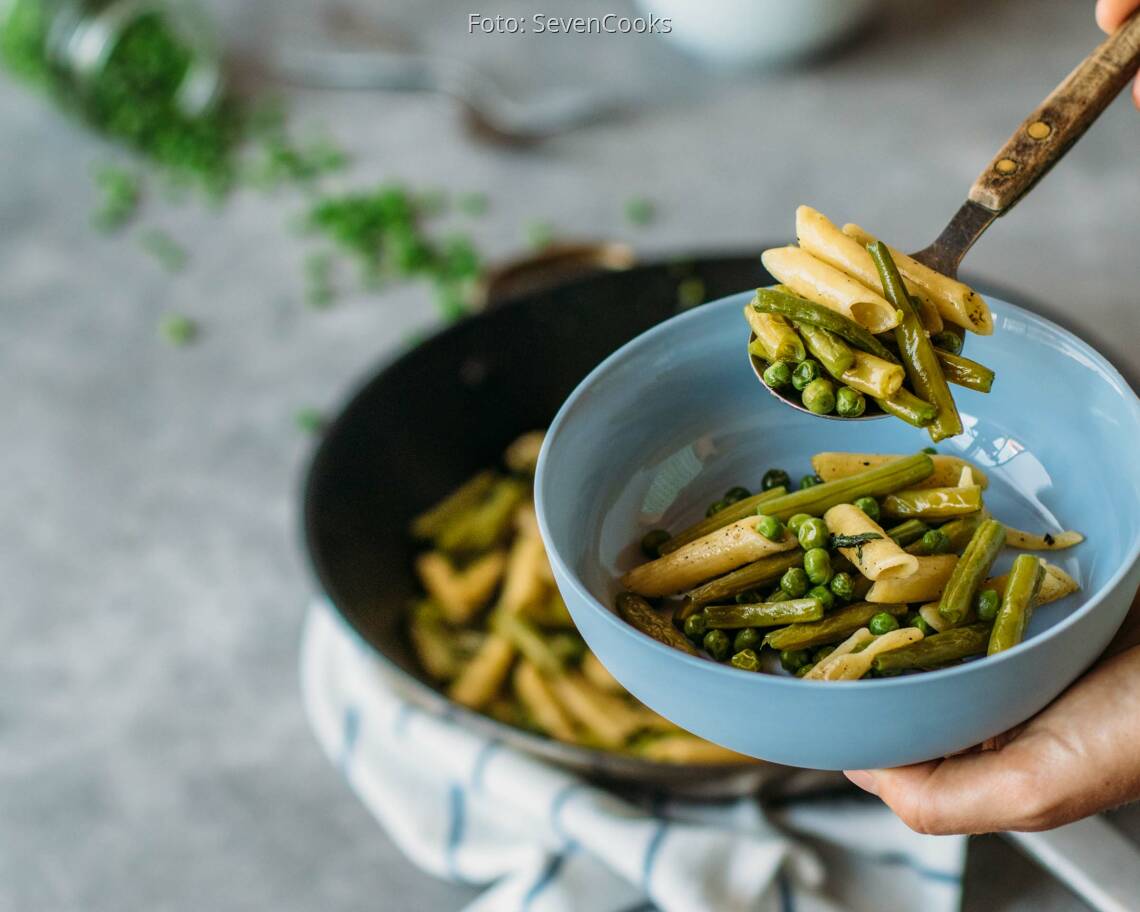 Veganes Rezept: Penne mit Bohnen und Erbsen 2