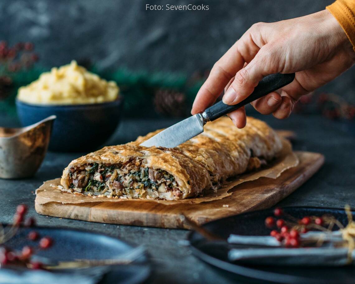 Veganes Rezept: Pilzbraten mit Kartoffelstampf und Soße