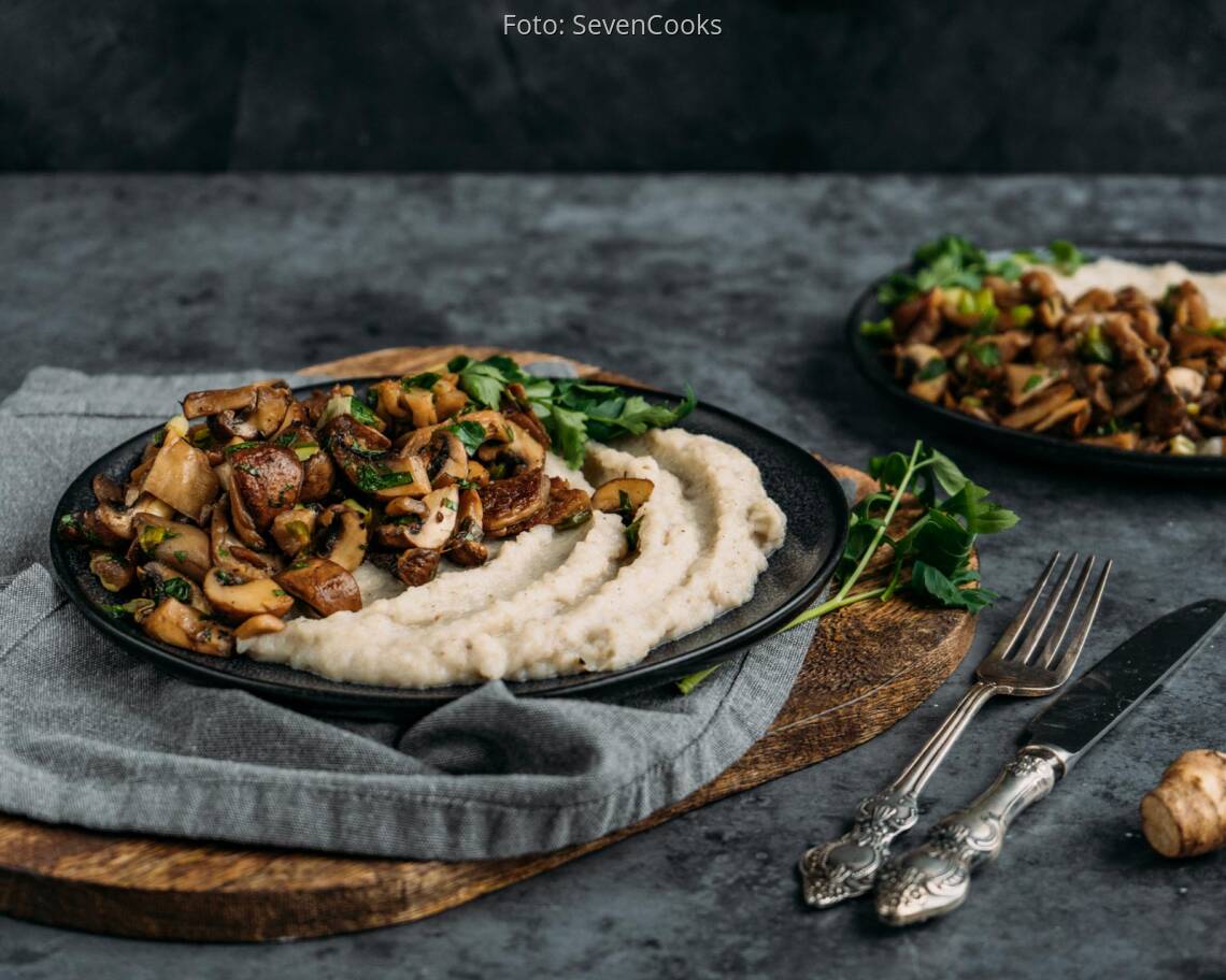 Veganes Rezept: Pilzpfanne mit Topinamburpueree 2