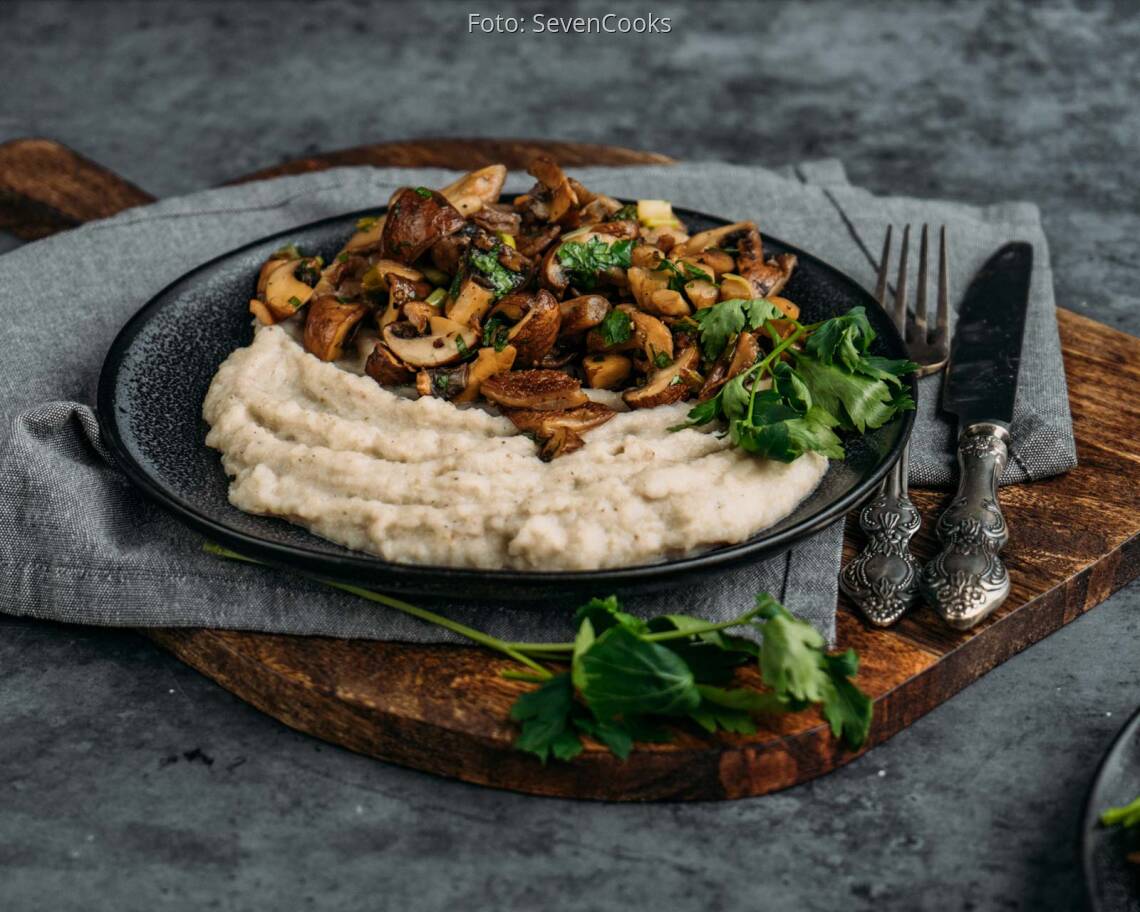 Veganes Rezept: Pilzpfanne mit Topinamburpueree 3