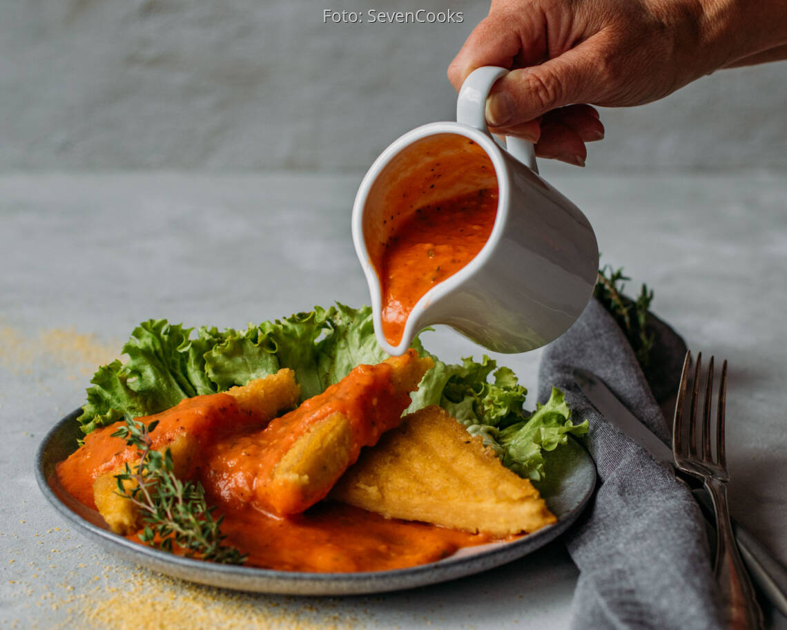 Veganes Rezept: Polenta-Schnitten mit frischer Tomatensauce 3