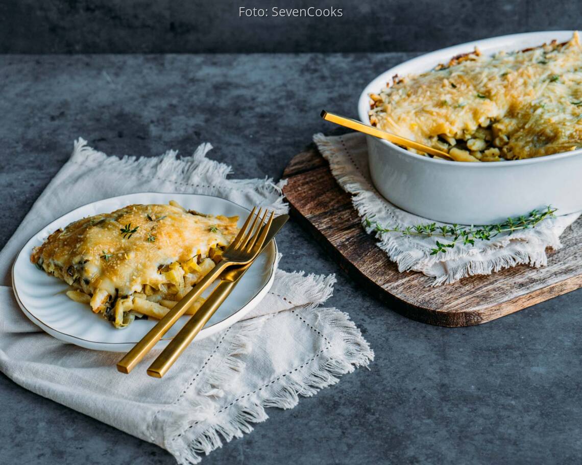 Veganes Rezept: Porree Auflauf mit Schupfnudeln 1