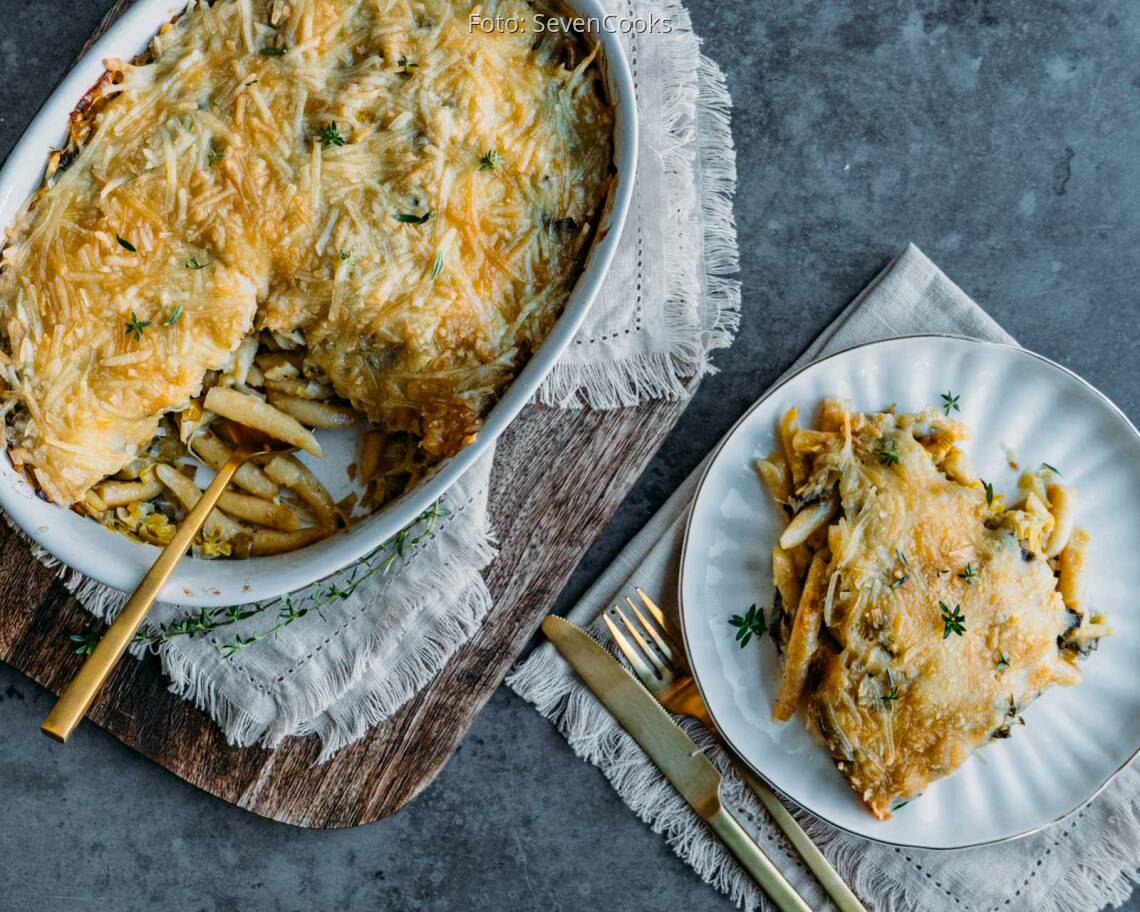 Veganes Rezept: Porree Auflauf mit Schupfnudeln 2