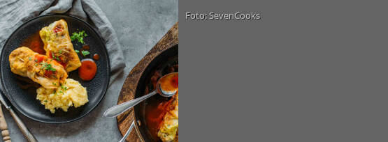 Rezeptbild für "Quinoa-Kohlrouladen mit Kartoffelpüree"