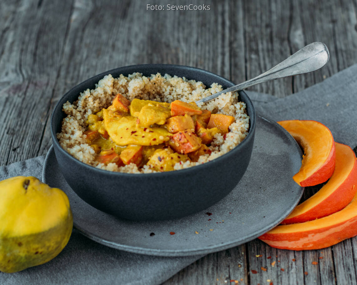 Veganes Rezept: Quitten-Kürbis-Pfanne mit Quinoa 1