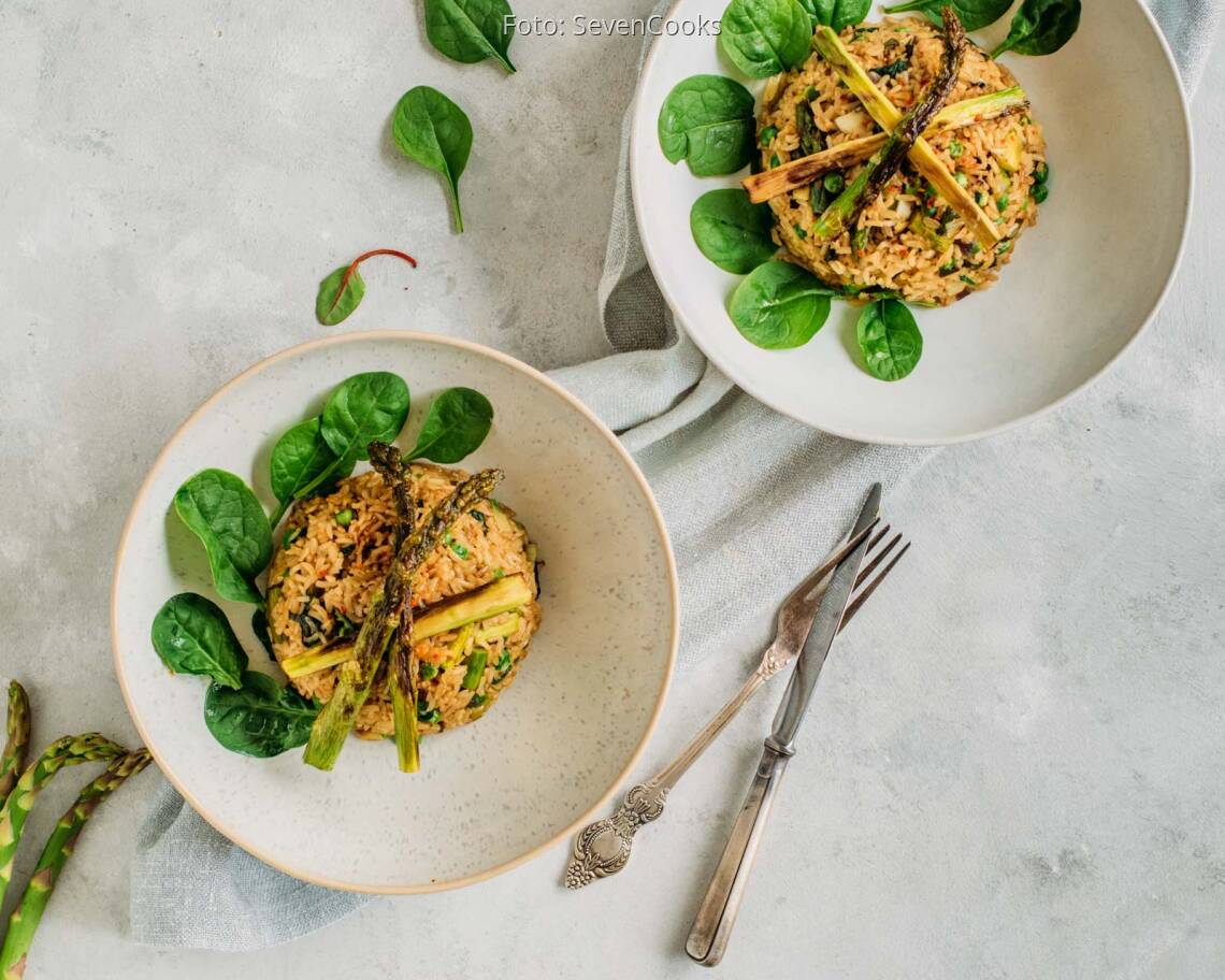 Veganes Rezept: Reispfanne mit grünem Spargel 2