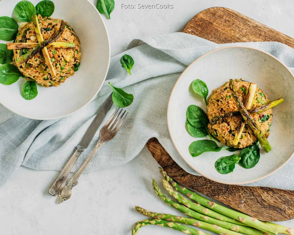 Veganes Rezept: Reispfanne mit grünem Spargel 3