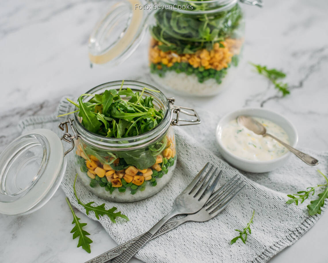 Veganes Rezept: Reissalat im Glas 1