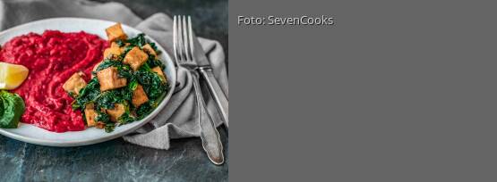 Rezeptbild für "Rote-Bete-Kokos-Stampf mit Tempeh"