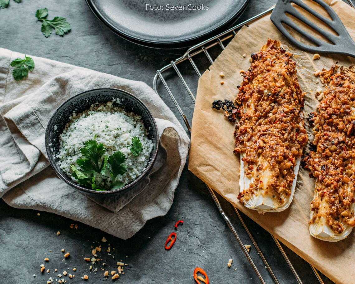 Veganes Rezept: Saté-Chinakohl mit Kokosreis_2