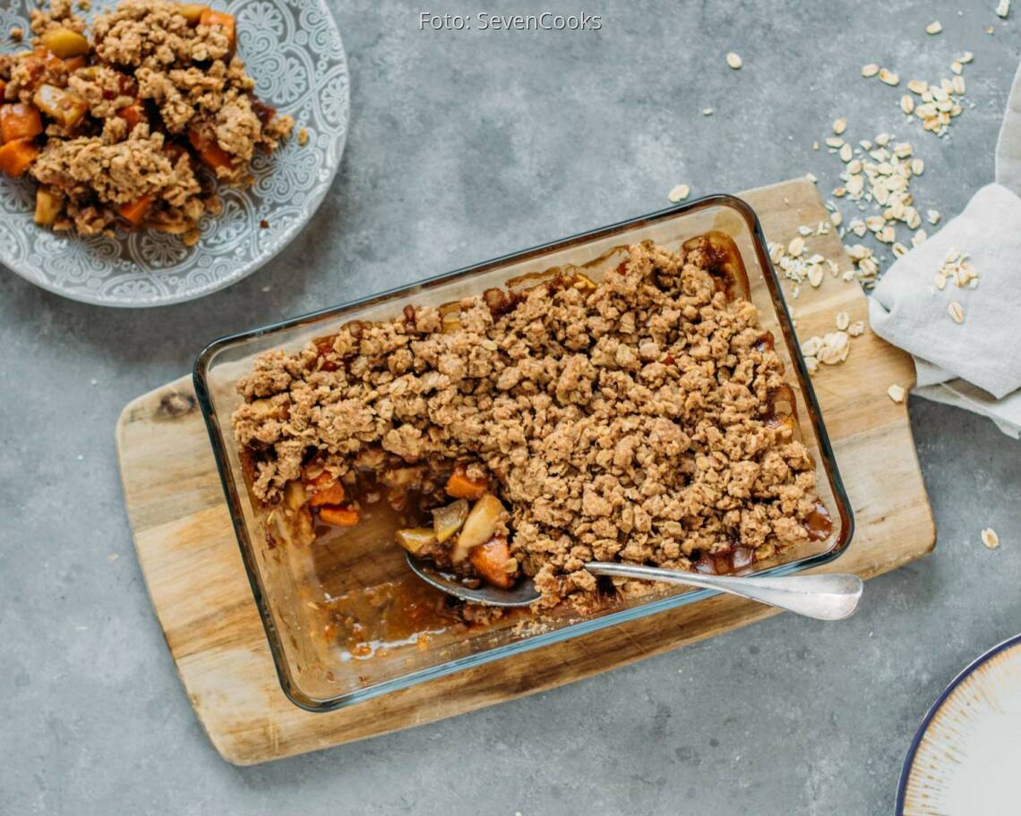 Veganes Rezept: Süßer Kürbis-Apfel-Crumble 1