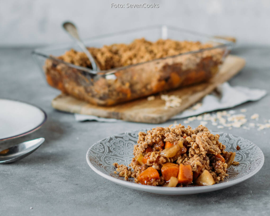 Veganes Rezept: Süßer Kürbis-Apfel-Crumble 2