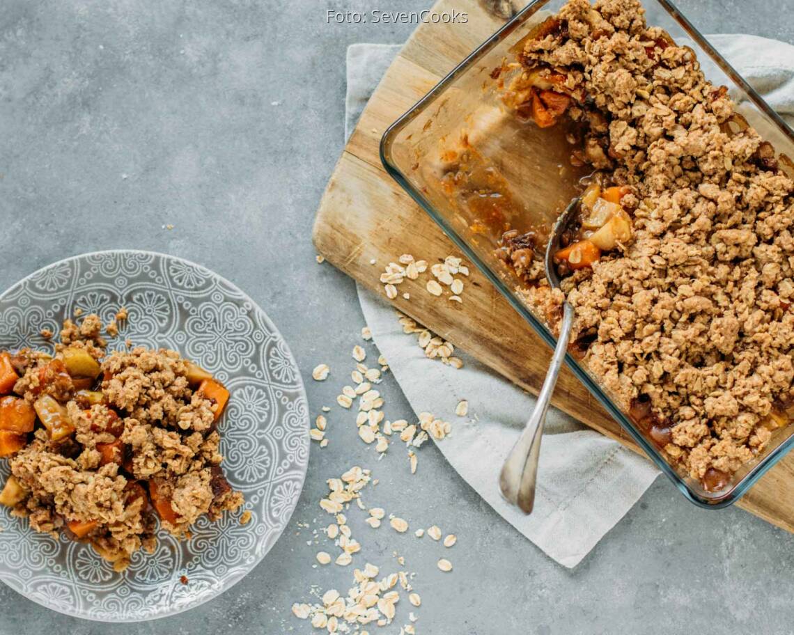 Veganes Rezept: Süßer Kürbis-Apfel-Crumble 3