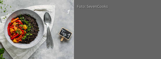 Rezeptbild für "Simple Meal-Prep 1: Belugalinsen mit Ofengemüse"