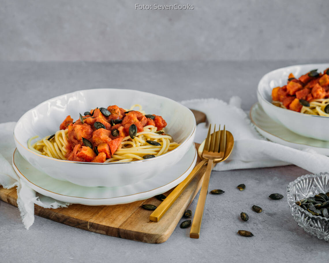 Veganes Rezept: Spaghetti mit Kürbis-Tomaten-Sauce 1
