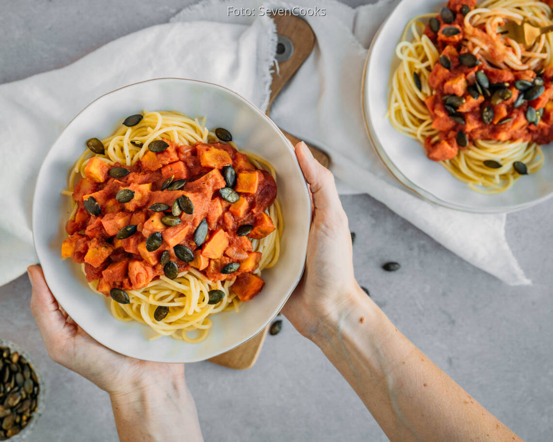 Veganes Rezept: Spaghetti mit Kürbis-Tomaten-Sauce 2