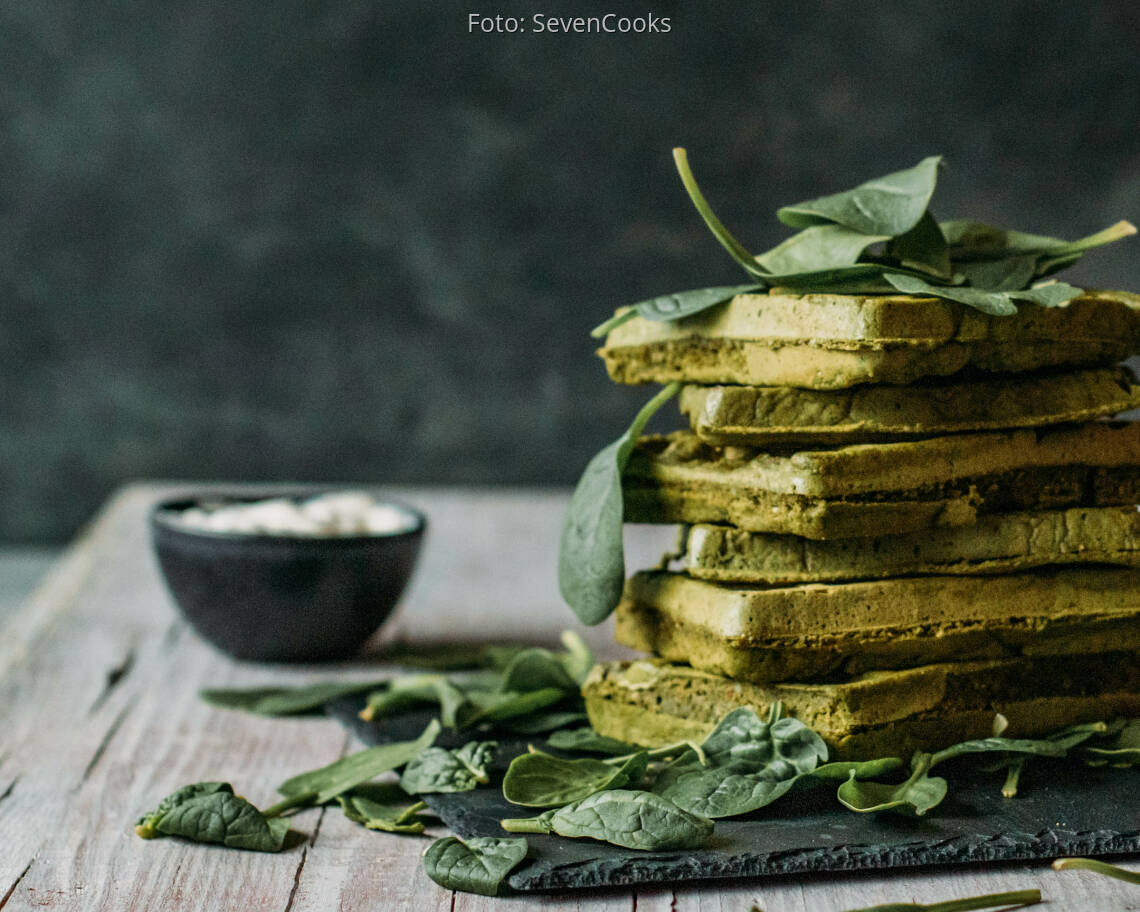 Veganes Rezept: Spinat Buchweizen Waffeln
