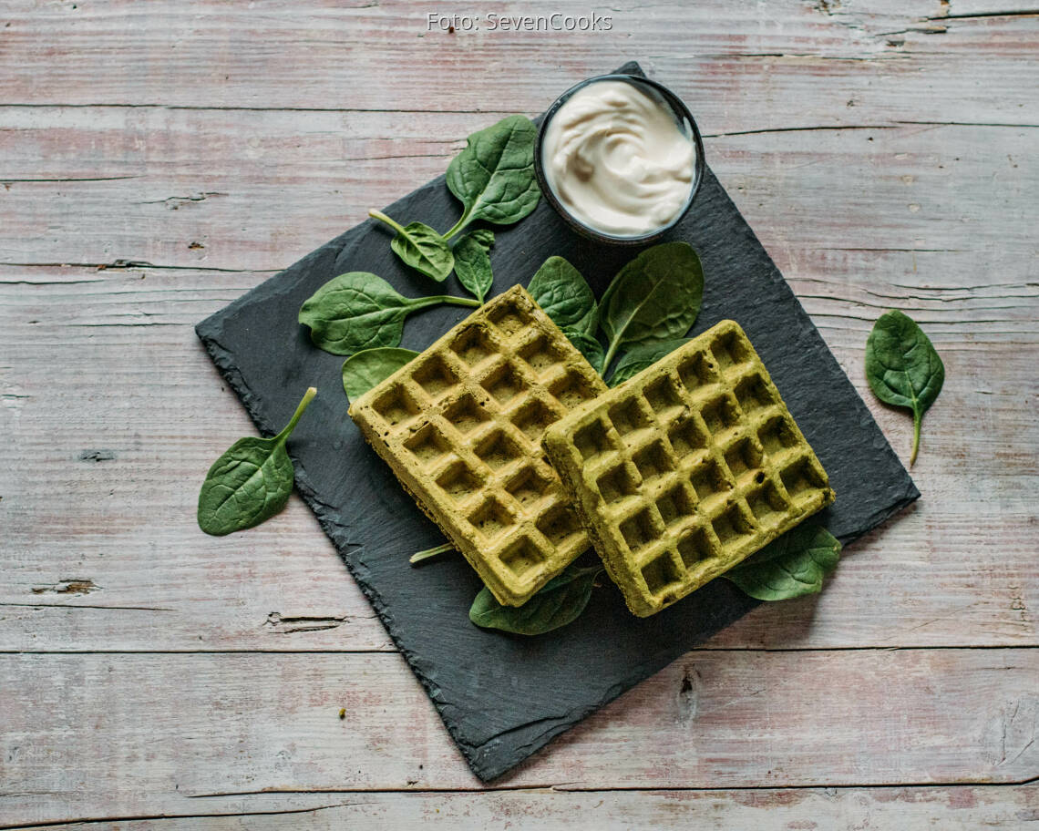 Veganes Rezept: Spinat Buchweizen Waffeln