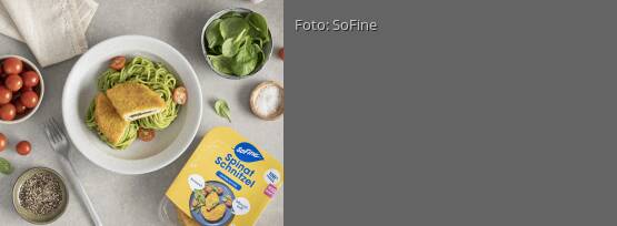 Rezeptbild für "Spinat Pasta mit SoFine Spinat Schnitzel"